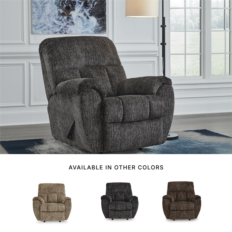 Bowery Hill Dark Gray Rocker Recliner with Pillow Top Armrests