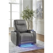 Bowery Hill Gray Power Recliner with LED Lighting and USB Port