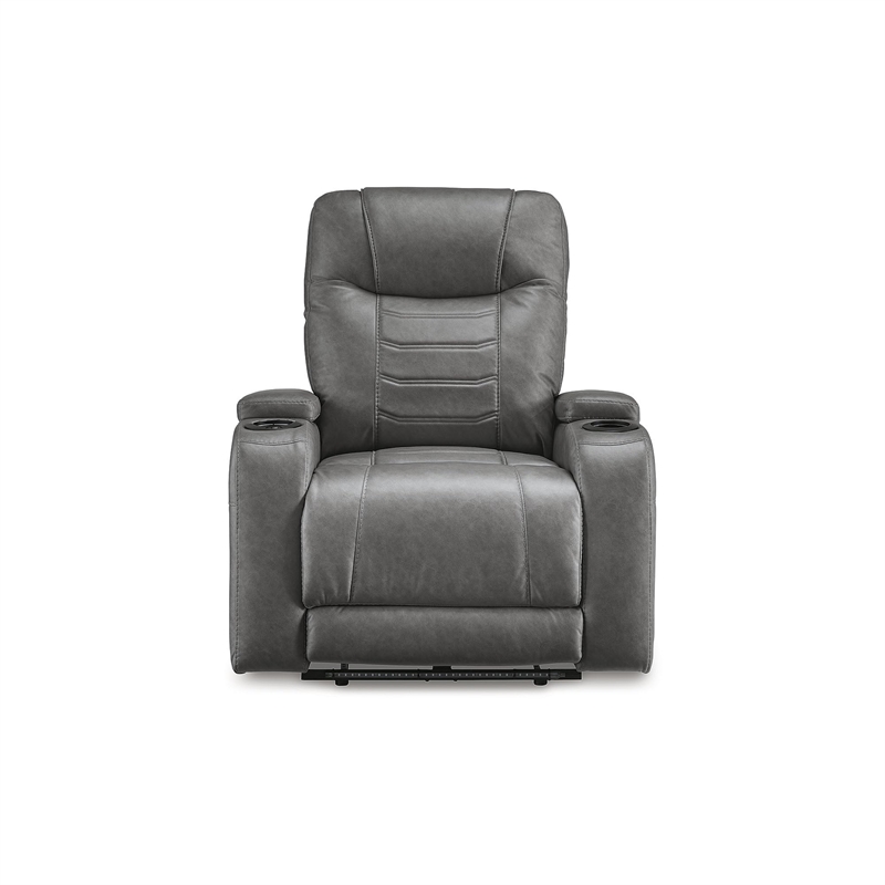 Bowery Hill Gray Power Recliner with LED Lighting and USB Port