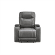 Bowery Hill Gray Power Recliner with LED Lighting and USB Port