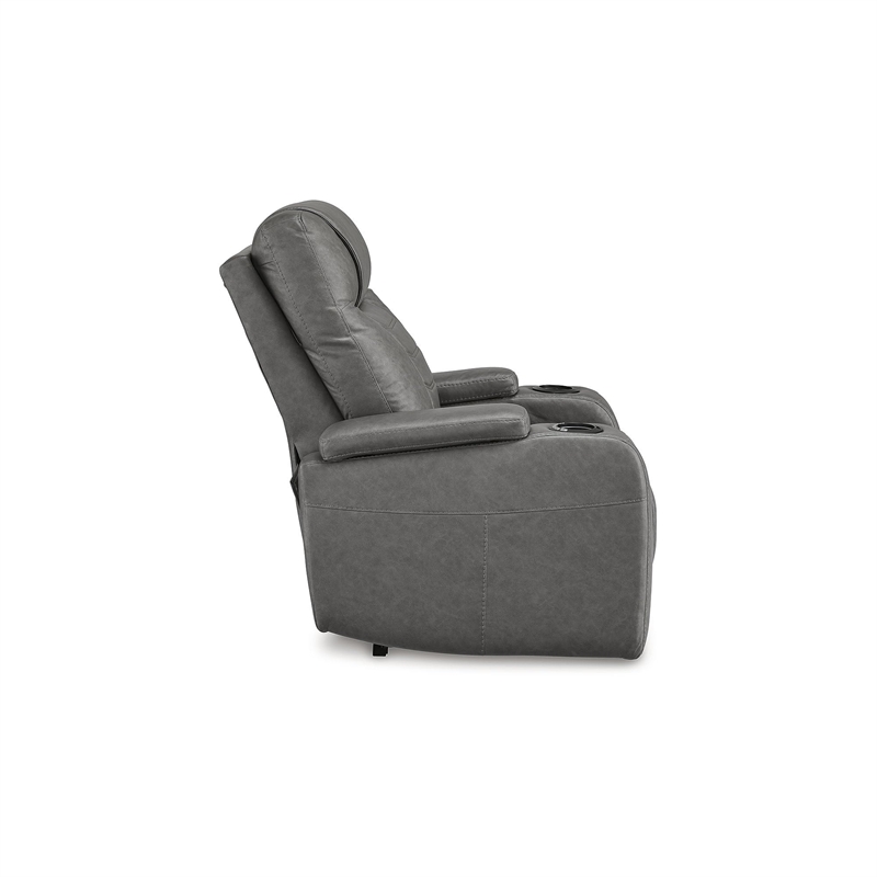 Bowery Hill Gray Power Recliner with LED Lighting and USB Port