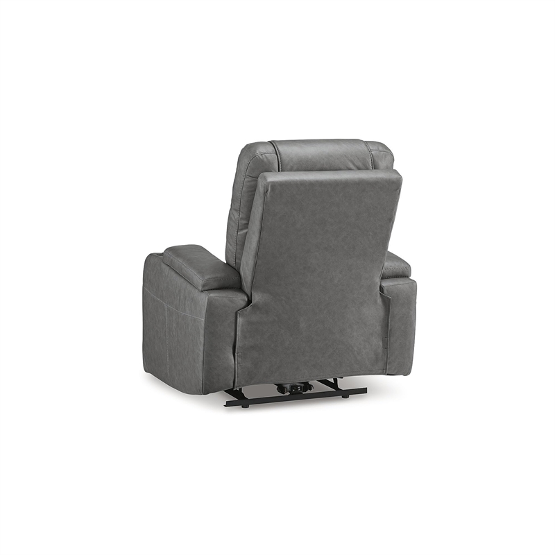 Bowery Hill Gray Power Recliner with LED Lighting and USB Port