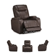 Bowery Hill Brown Power Recliner with Storage Armrests and LEDs