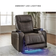 Bowery Hill Brown Power Recliner with Storage Armrests and LEDs