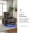 Bowery Hill Brown Power Recliner with Storage Armrests and LEDs