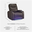 Bowery Hill Brown Power Recliner with Storage Armrests and LEDs