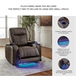 Bowery Hill Brown Power Recliner with Storage Armrests and LEDs