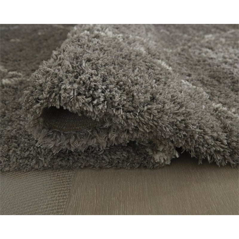 Bowery Hill Gray 8' x 10' Plush Shag Area Rug with 50mm Pile