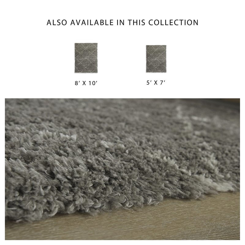 Bowery Hill Gray 8' x 10' Plush Shag Area Rug with 50mm Pile