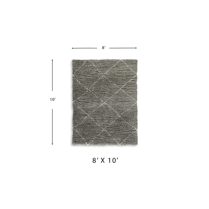 Bowery Hill Gray 8' x 10' Plush Shag Area Rug with 50mm Pile