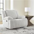 Bowery Hill Whitewash Corduroy Rocker Recliner with Accent Pillows