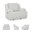 Bowery Hill Whitewash Corduroy Rocker Recliner with Accent Pillows
