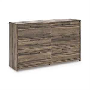 Bowery Hill Brown 6-Drawer Dresser with Antiqued Gunmetal Pulls