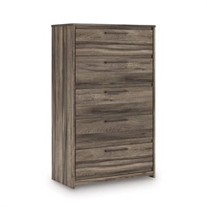 Bowery Hill Brown 5-Drawer Chest with Antiqued Gunmetal Pulls