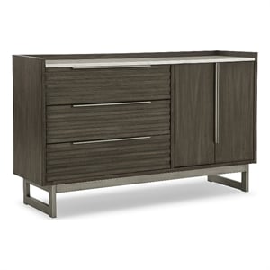 Bowery Hill Dark Gray Dresser with White Marble Top and Cabinet
