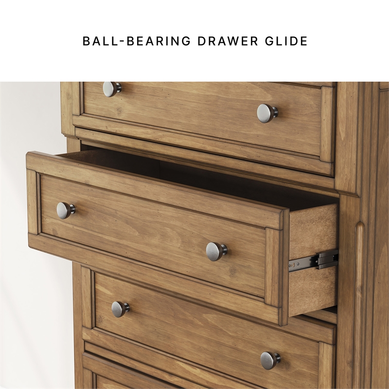 Bowery Hill 5-Drawer Chest of Drawers with Pewter Knobs in Brown