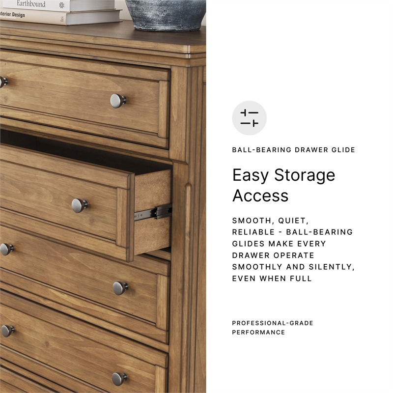 Bowery Hill 5-Drawer Chest of Drawers with Pewter Knobs in Brown