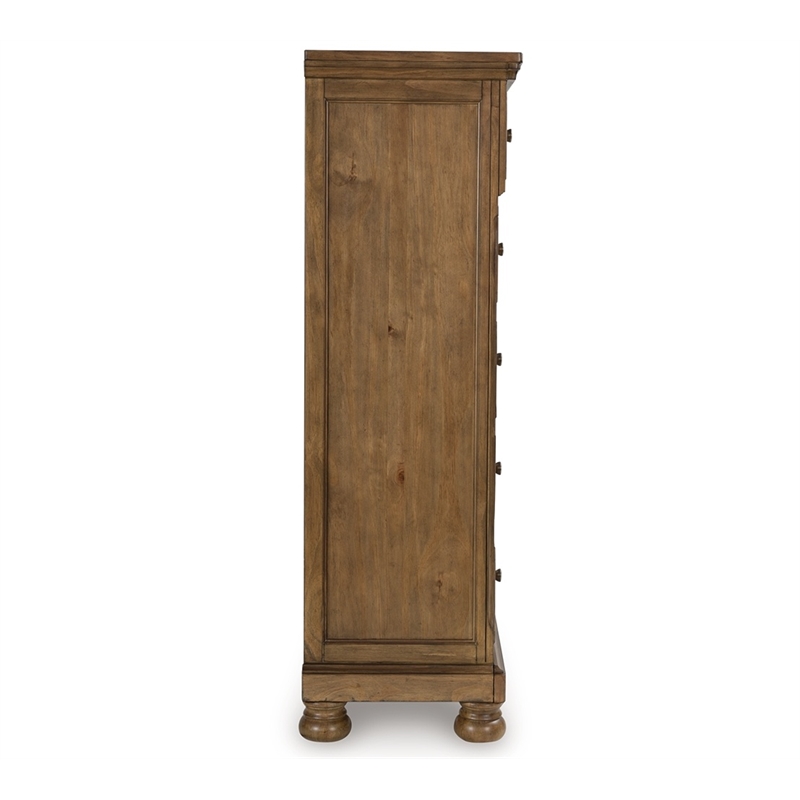 Bowery Hill 5-Drawer Chest of Drawers with Pewter Knobs in Brown