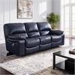 Bowery Hill Blue Leather Power Reclining Sofa with USB Charging