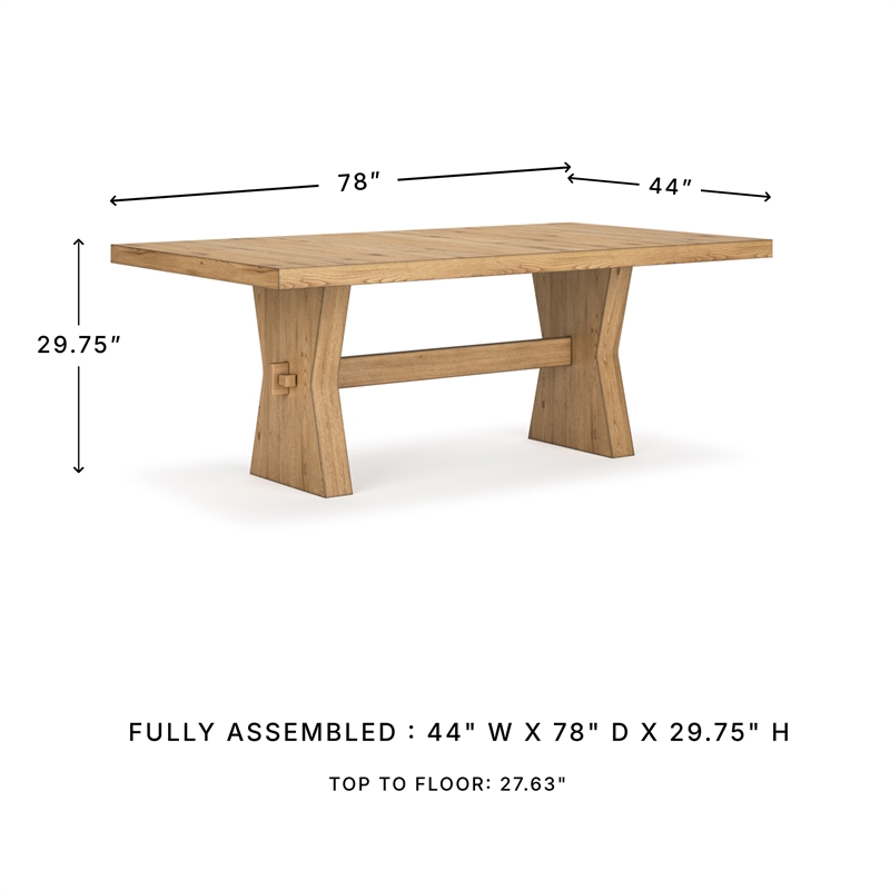 Bowery Hill Light Brown Rectangular Dining Table with Thick Top