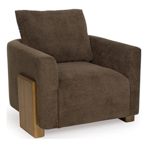 Bowery Hill Chocolate Brown Accent Chair with Wood Block Legs