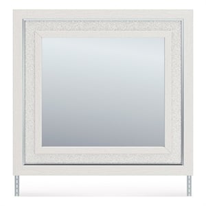 Bowery Hill White Bedroom Mirror with Glitter and Chrome Accents