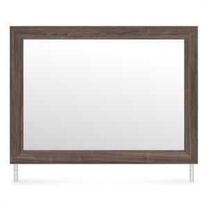 Bowery Hill Brown Bedroom Mirror with Replicated Walnut Grain