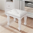 Bowery Hill White Vanity Stool with Ornate Button-Tufted Seat
