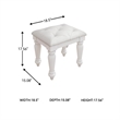 Bowery Hill White Vanity Stool with Ornate Button-Tufted Seat