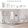 Bowery Hill White Vanity Stool with Ornate Button-Tufted Seat