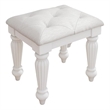 Bowery Hill White Vanity Stool with Ornate Button-Tufted Seat
