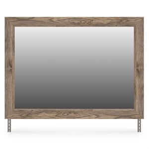 Bowery Hill Brown Bedroom Mirror with Replicated Hickory Grain