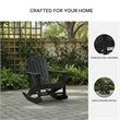 Bowery Hill HDPE Outdoor Rocking Chair with Cup Holder in Black