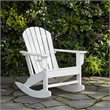 Bowery Hill HDPE Outdoor Rocking Chair with Cup Holder in White