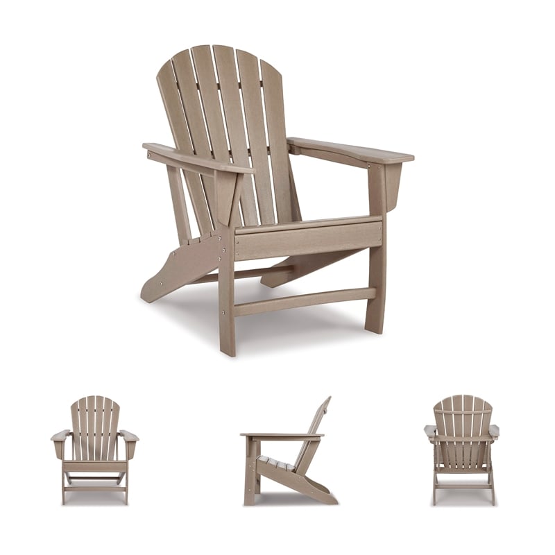 Bowery Hill HDPE Outdoor Adirondack Chair with Slatted Back in Driftwood