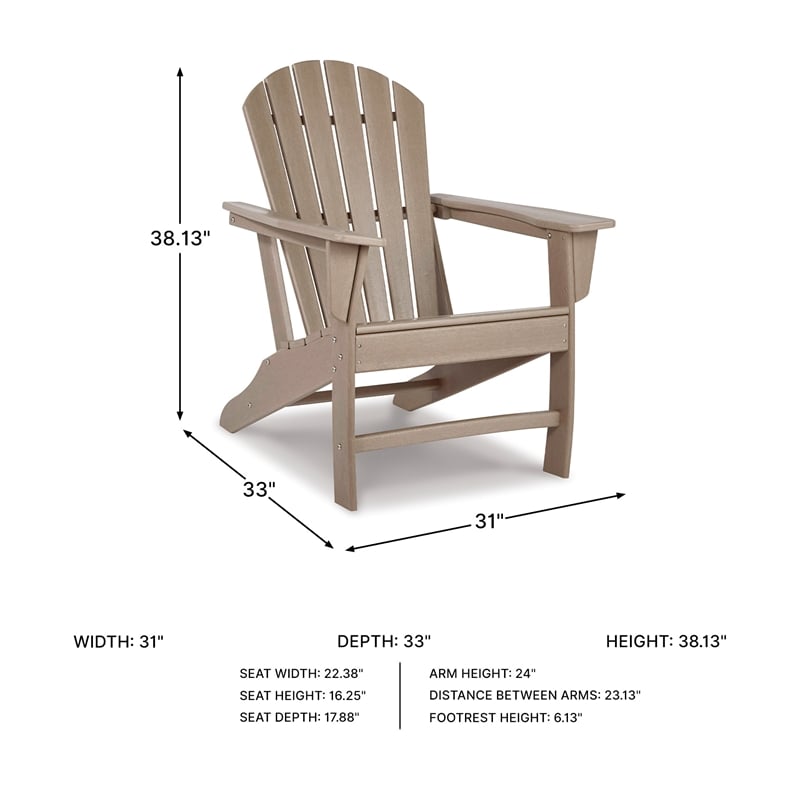 Bowery Hill HDPE Outdoor Adirondack Chair with Slatted Back in Driftwood