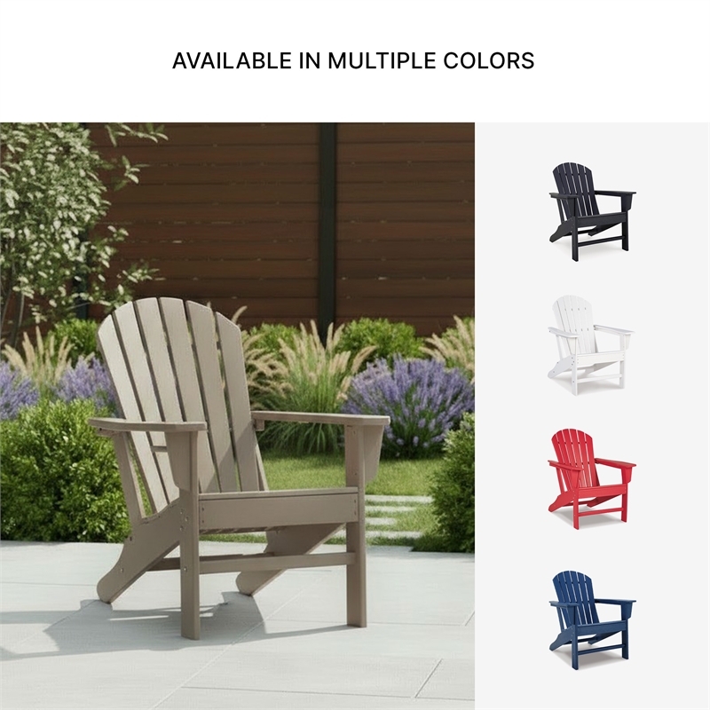 Bowery Hill HDPE Outdoor Adirondack Chair with Slatted Back in Driftwood