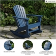 Bowery Hill HDPE Outdoor Rocking Chair with Cup Holder in Blue
