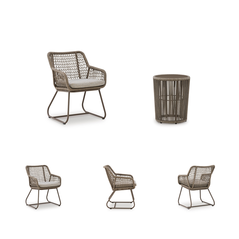 Bowery Hill 3-Piece Outdoor Table and 2 Chairs with Rope Detail