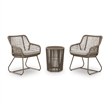 Bowery Hill 3-Piece Outdoor Table and 2 Chairs with Rope Detail