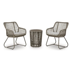 Bowery Hill 3-Piece Outdoor Table and 2 Chairs with Rope Detail