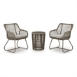Bowery Hill 3-Piece Outdoor Table and 2 Chairs with Rope Detail