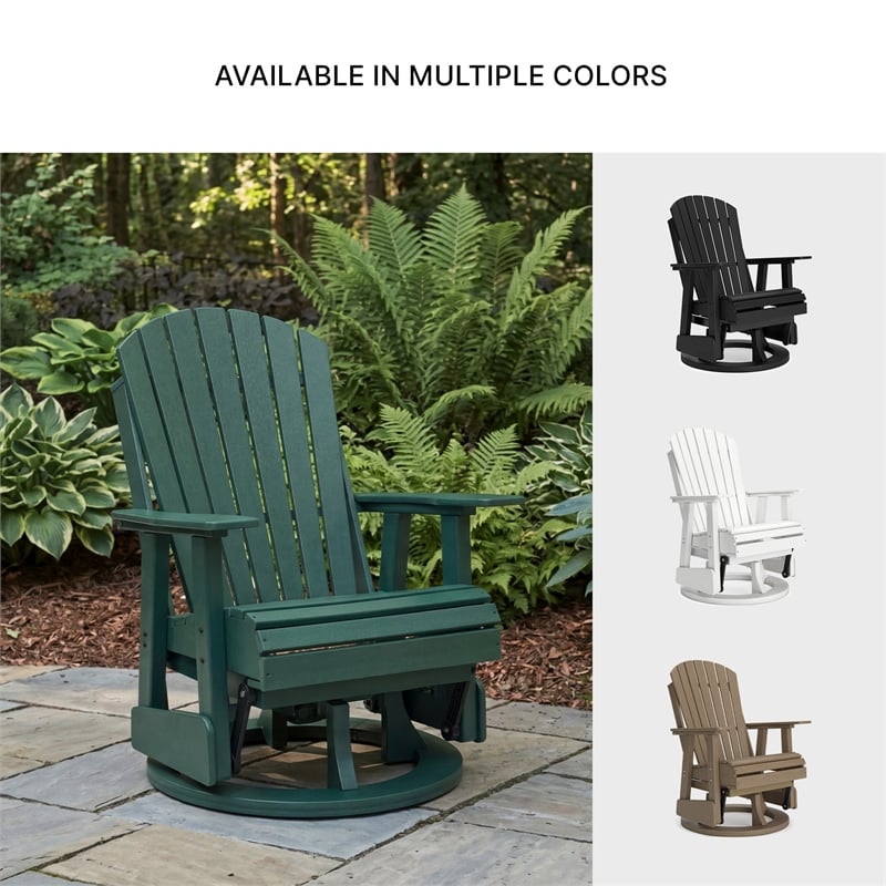 Bowery Hill HDPE Outdoor Swivel Glider Chair with Slatted Seat in Green