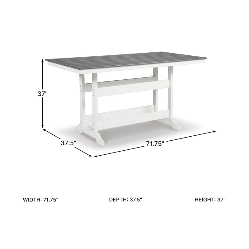 Bowery Hill Outdoor Counter Height Dining Table in Gray & White