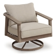 Bowery Hill Outdoor Wicker Swivel Rocker Lounge Chair with Cushion
