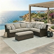 Bowery Hill Neutral 3-Piece Outdoor Sofa Sectional with Bench