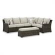 Bowery Hill Neutral 3-Piece Outdoor Sofa Sectional with Bench