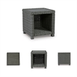 Bowery Hill Gray Outdoor Wicker End Table with a Lower Display Shelf