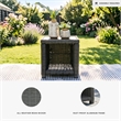 Bowery Hill Gray Outdoor Wicker End Table with a Lower Display Shelf