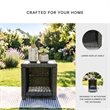 Bowery Hill Gray Outdoor Wicker End Table with a Lower Display Shelf
